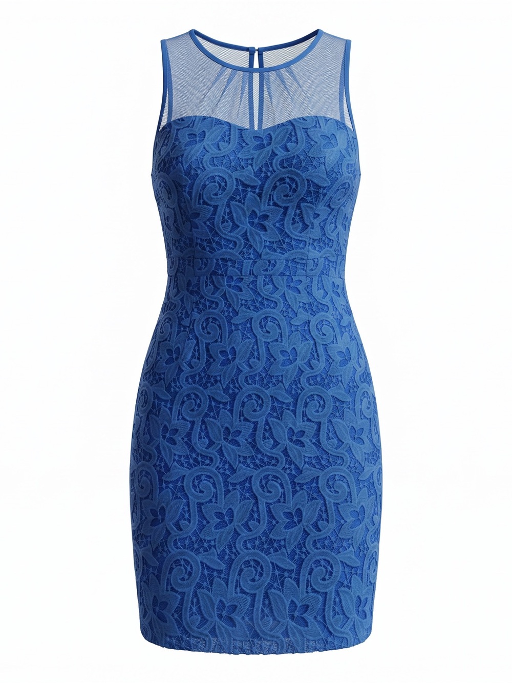 Maggy London Blue Metallic Lace Cocktail Dress